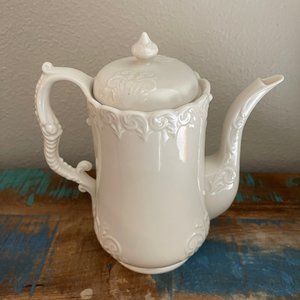 BELLEEK Antique TEAPOT COFFEE POT by Willet's c.1910 Victorian Design Embossed
